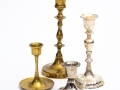 gold and silver antique tapered candleholders