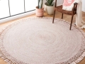 HALLI dusty rose and white round rug